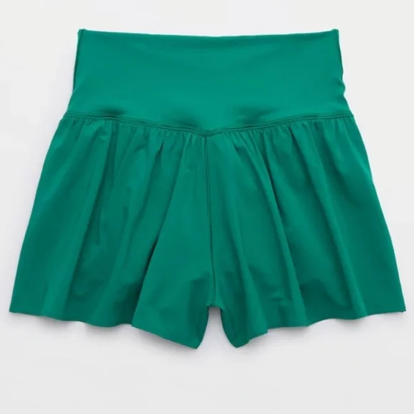 Aerie Offline Real Me Crossover Flowy Shorts Sz S Green Envy discontinued color! - Picture 6 of 6